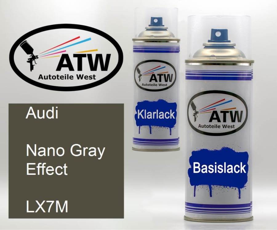 Audi, Nano Gray Effect, LX7M: 400ml Sprühdose + 400ml Klarlack - Set, von ATW Autoteile West.